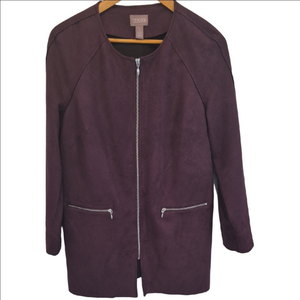 Chico's Deep Purple Utility Sueded Jacket Chico's Size 1